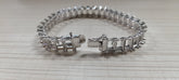 Custom Sterling Silver Semi Mount Tennis Bracelet Setting, featuring an elegant edge and stainless steel tongue for durability.
